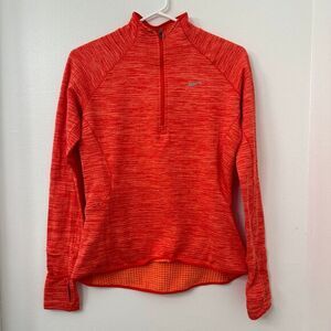 Nike Shirtā Women's Small 1/4 Zip Running Pullover Heathered Orange Thumbhole